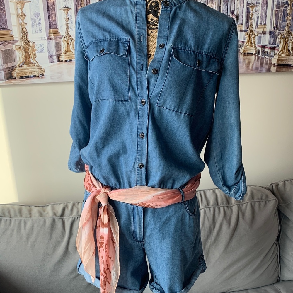Denim Button-Up Romper